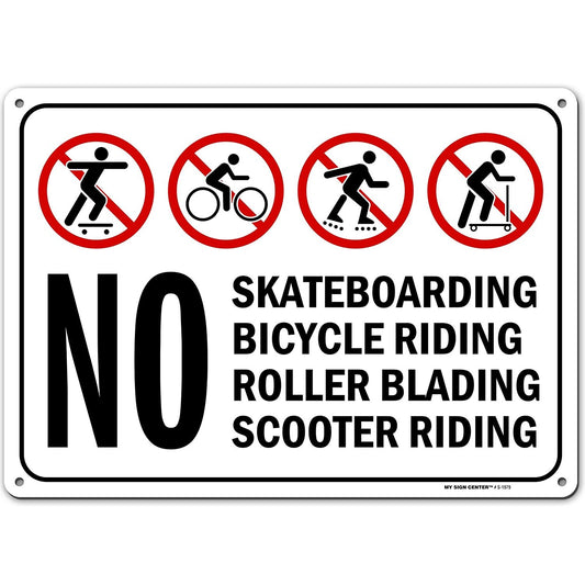 No Skateboarding, No Bicycle Riding, No Roller Blading No Scooter Riding Sign