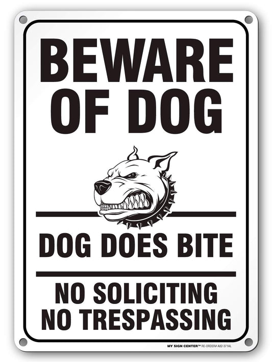 Beware of Dog - No Trespassing No Soliciting Warning Sign