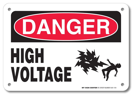 Danger High Voltage Rectangular Electrical Sign 3