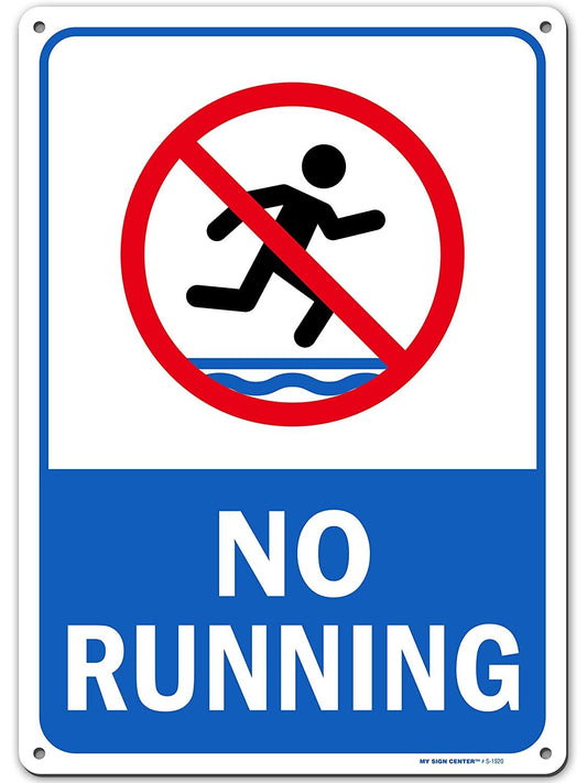 No Running Pool Safety Sign