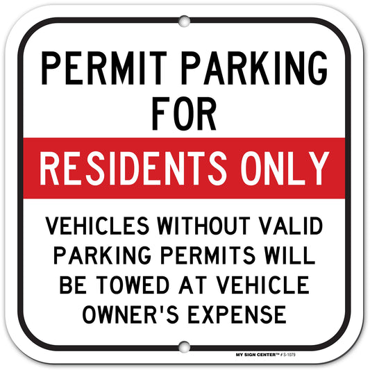 Resident Parking Permit Parking Only Towing Enforced Sign