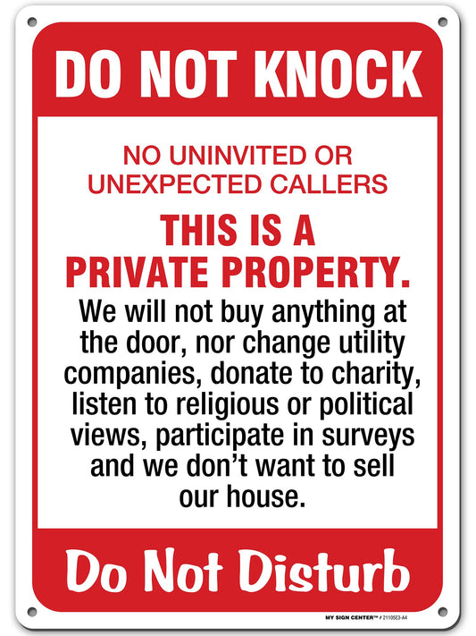 Do Not Knock No Soliciting Sign for House Do not disturb