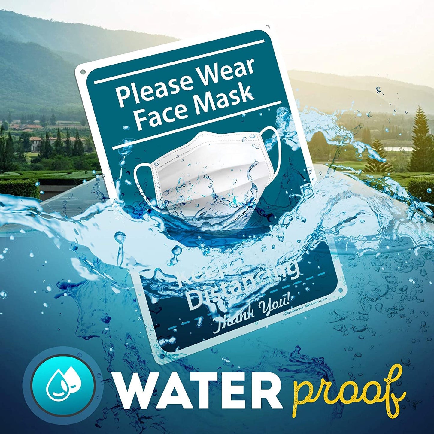 Please Wear Face Mask Sign Keep Social Distancing Sign