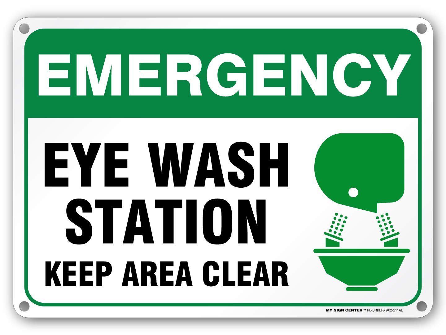 Emergency Eye Wash Station Keep Area Clear Sign