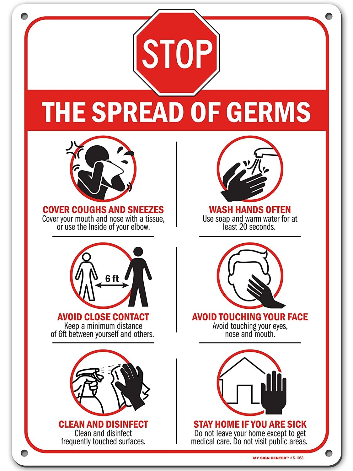 Stop The Spread of Germs Social Distancing Sign