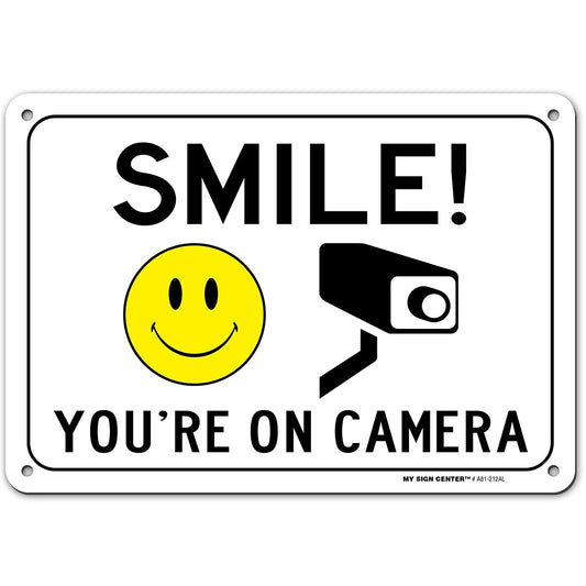 Smile You're On Camera Sign, Video Surveillance Warning