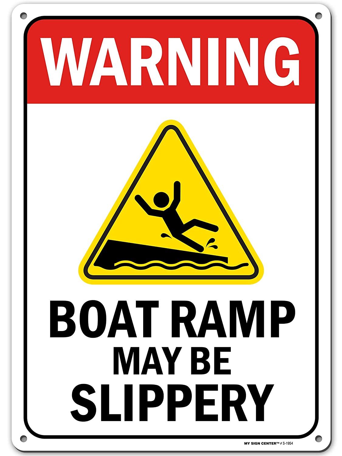 Caution Slippery When Wet Boat Ramp Sign