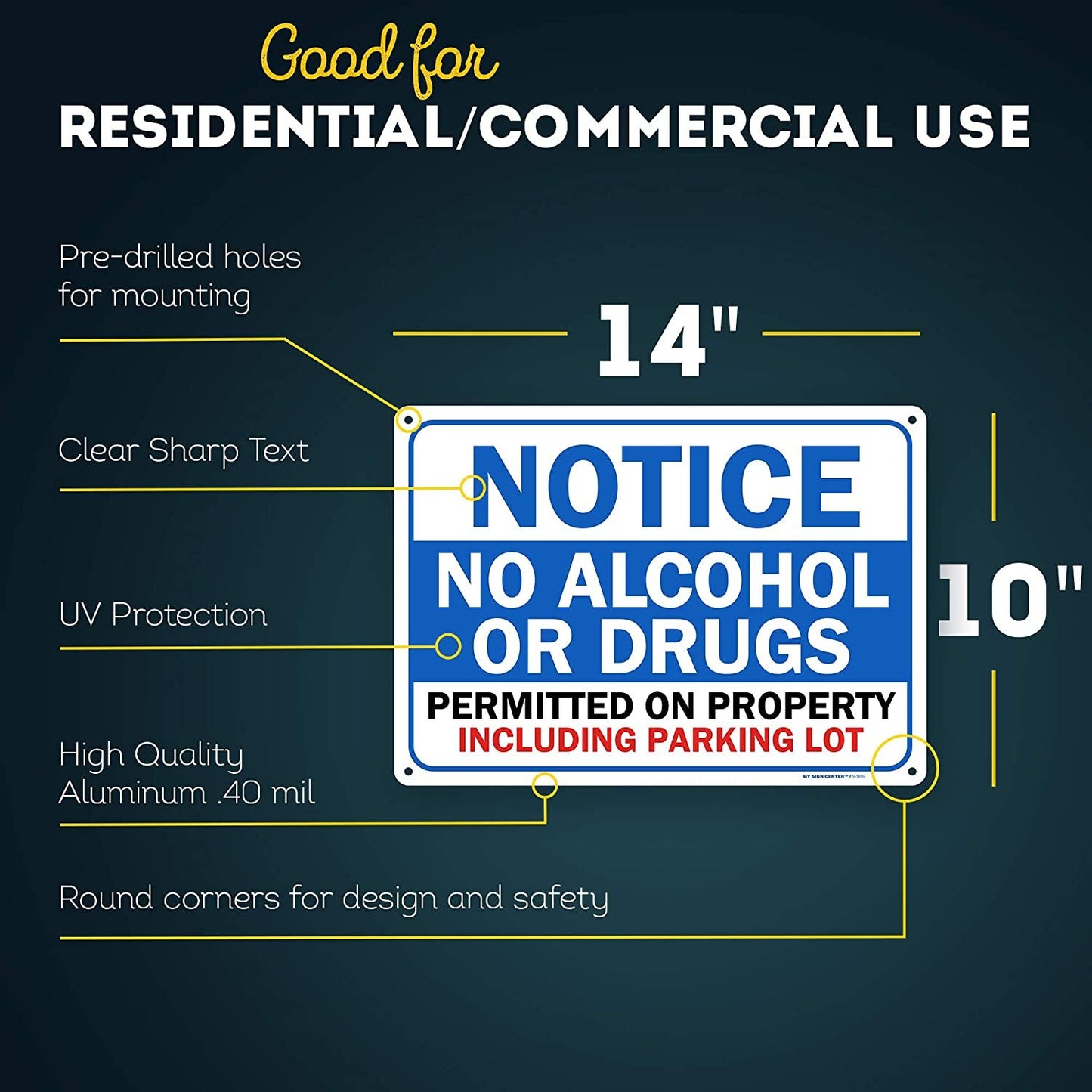 Notice Property Rules Sign No Alcohol Or Drugs Permitted