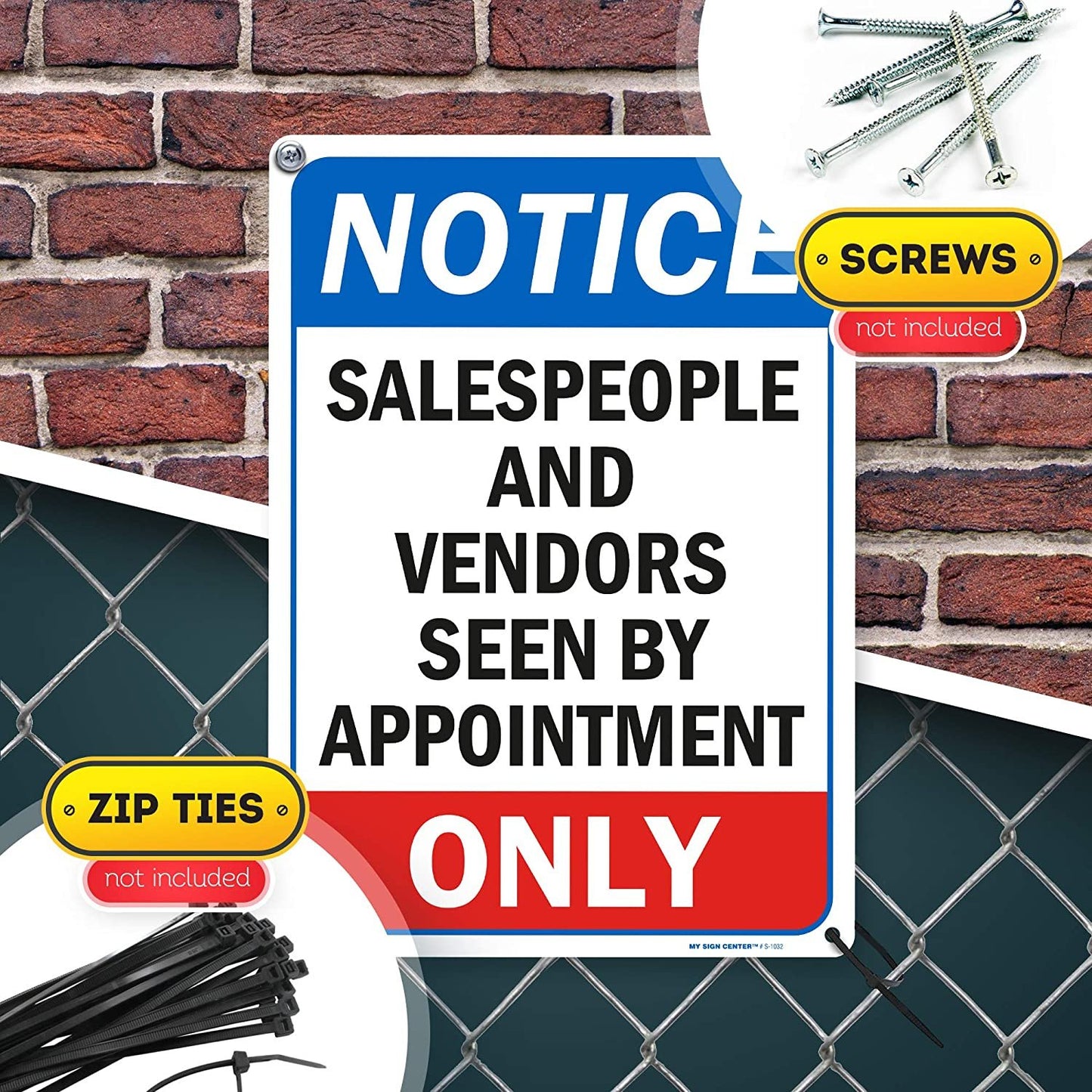 Notice Vendors and Salesman by Appointment Only Sign