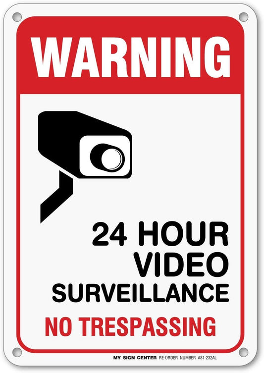 Visual 52 Warning 24 Hour Video Surveillance No Trespassing Sign
