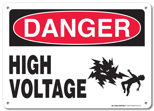 Danger High Voltage Rectangular Electrical Sign 1