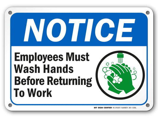 Notice Employees Must Wash Hands Before Returning to Work Sign by My Sign Center