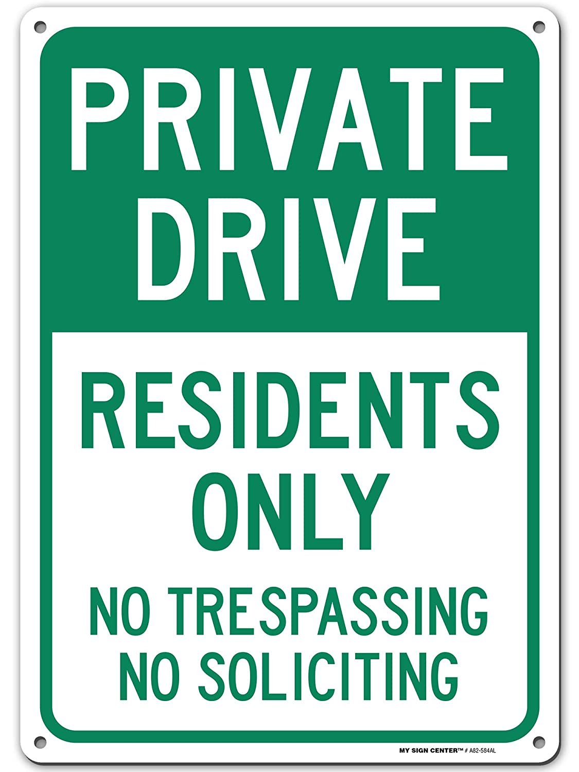 Private Driveway Resident Parking Only, No Soliciting No Trespassing Sign