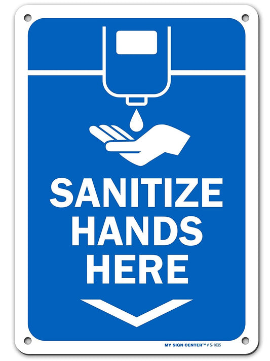 'Sanitize Hands Here' Sink Sign