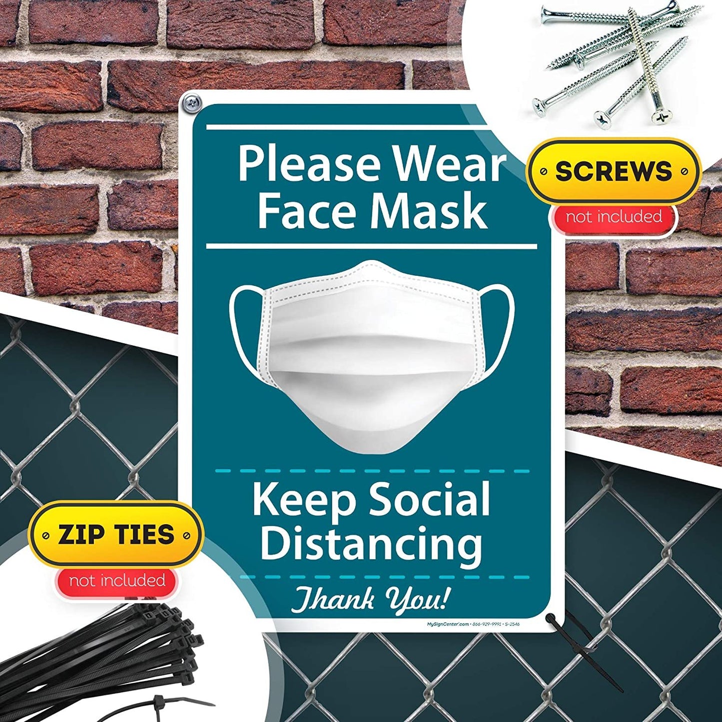 Please Wear Face Mask Sign Keep Social Distancing Sign