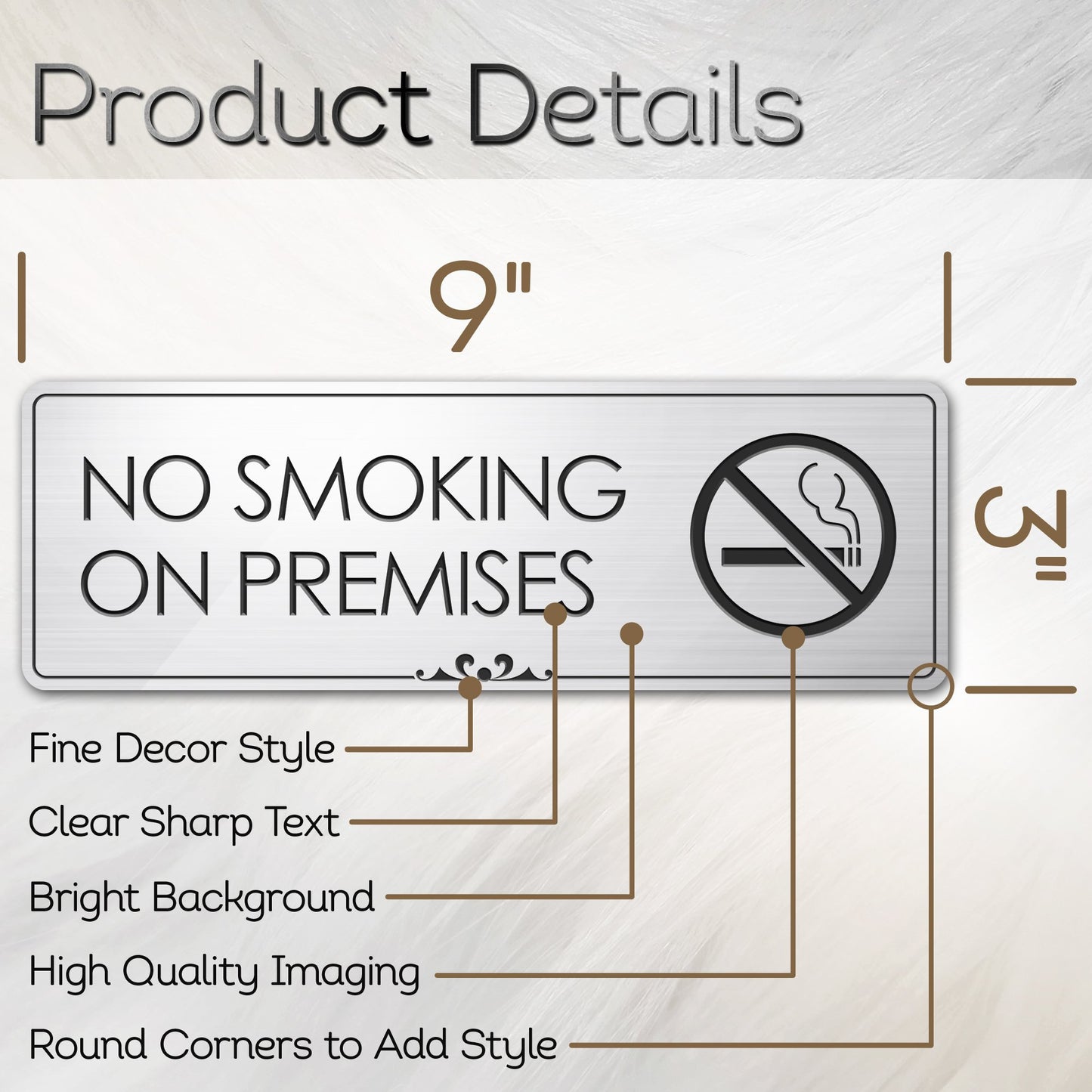 No Smoking On Premises - Laser Engraved Sign