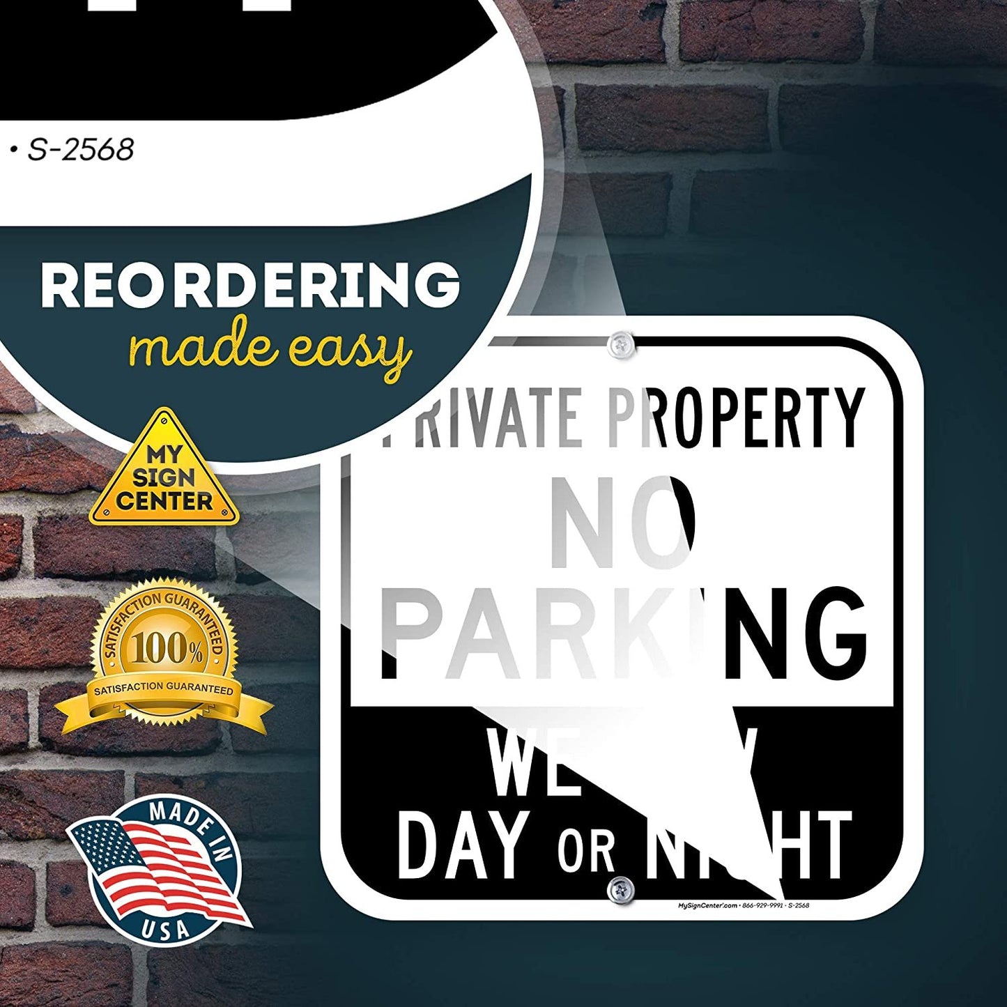 Private Property No Parking Sign Day Or Night Towing Enforced Sign