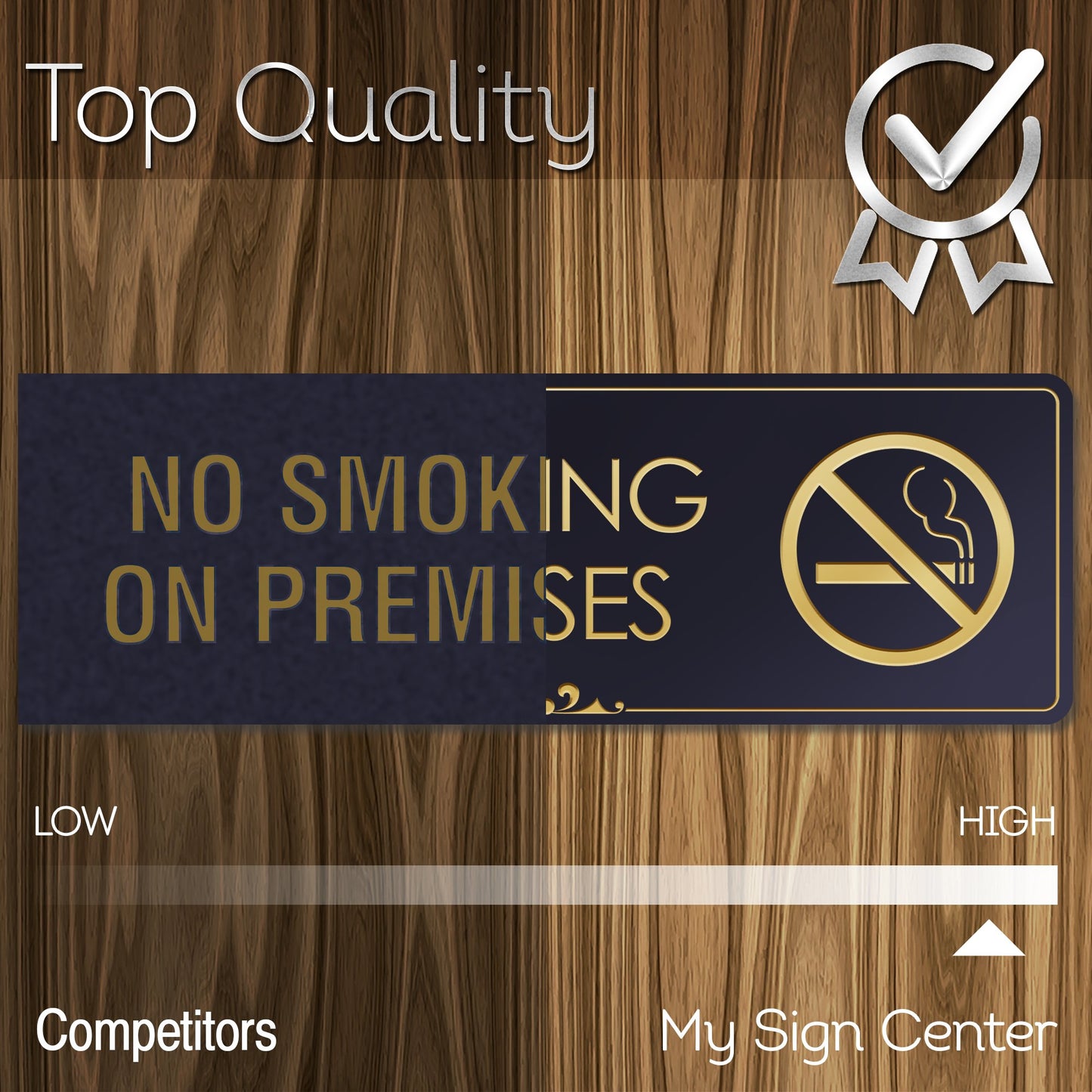 No Smoking On Premises - Laser Engraved Sign