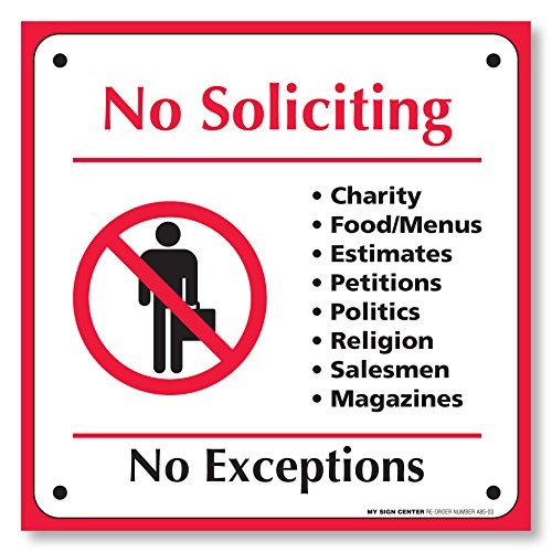 No Soliciting No Exceptions Self Adhesive Sticker (4 Pack)