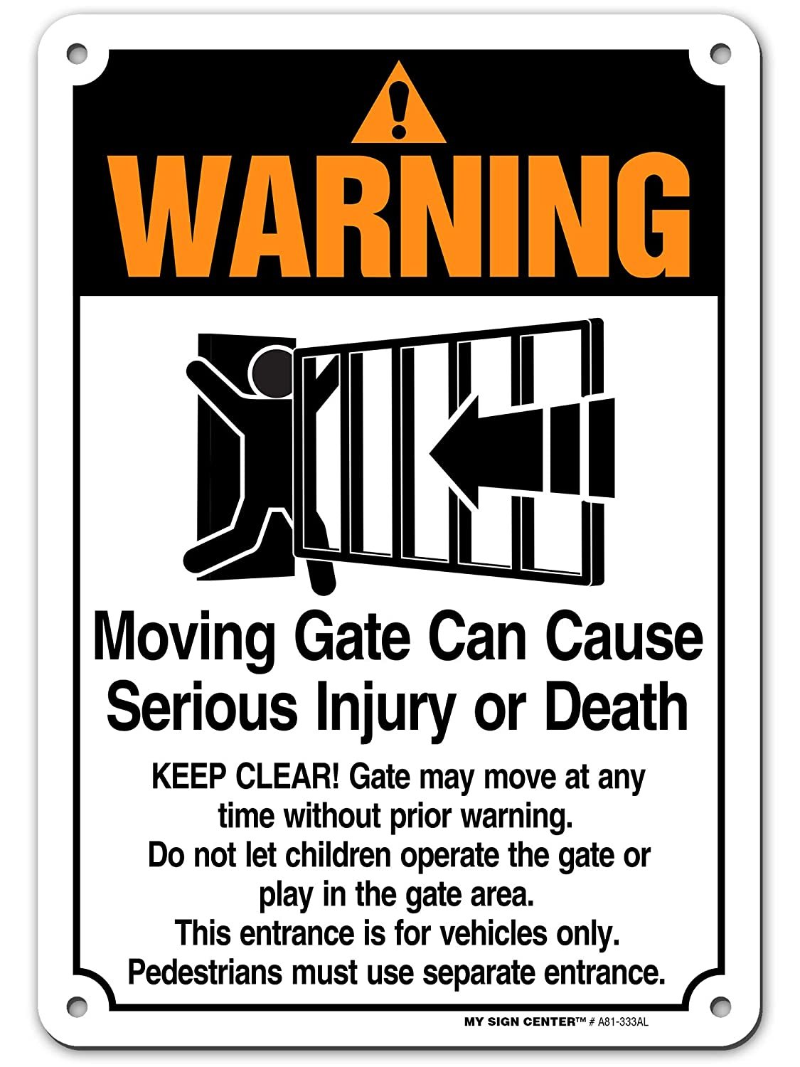 Warning Moving Gate Can Cause Serious Injury or Death Sign