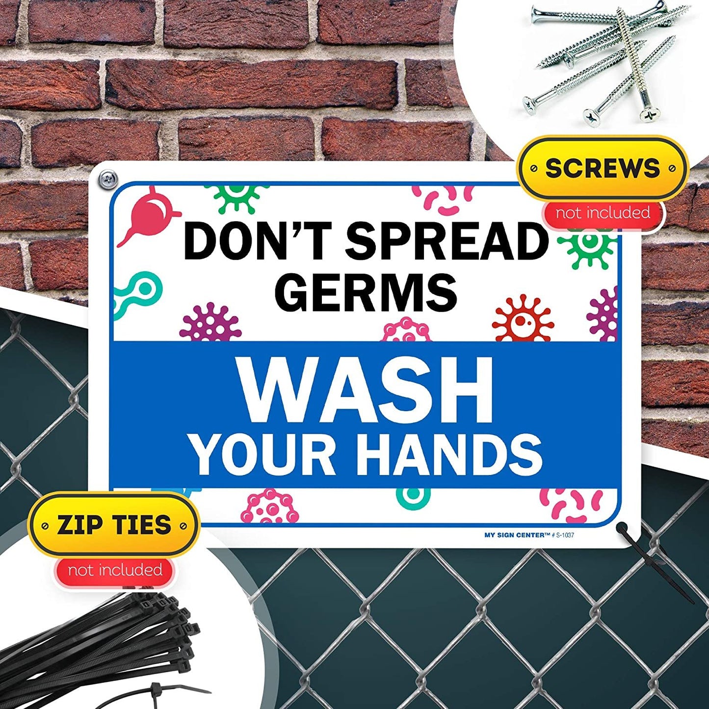 Don't Spread Germs Wash Your Hands Sign