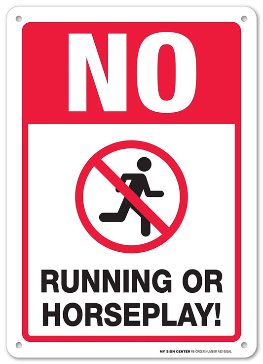 No Running Or Horseplay Sign - School Playground Rules