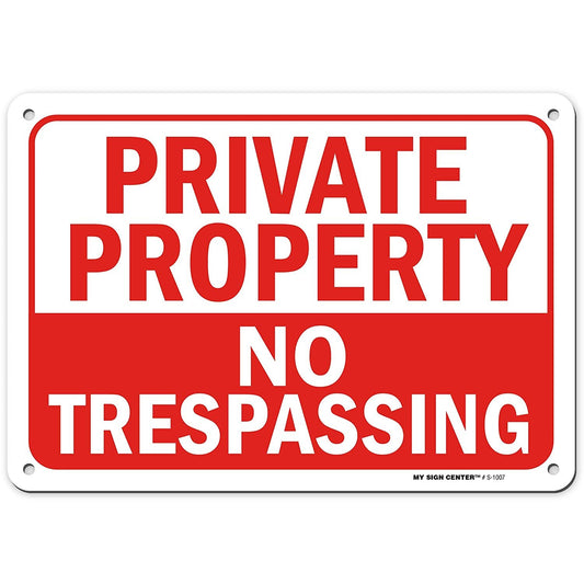 Private Property No Trespassing Sign  7" x 10"