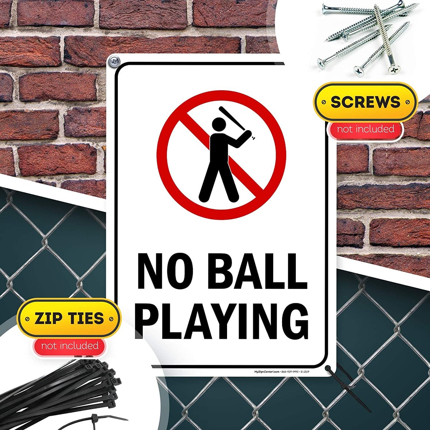 No Ball Playing Sign Playground/ Sidewalk Sign