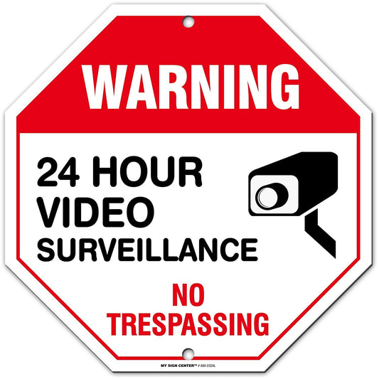 No Trespassing Warning 24 Hour Video Surveillance Sign